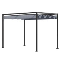 Pergola retrattile a soffietto Pergola retrattile 4 x 3 m struttura in metallo con trattamento anticorrosione tela in poliestere 180 g/m² grigio scuro