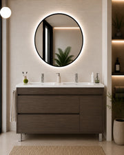 Mobile bagno con lavabo ORIGENBATH CAPRERA senza specchio 120x45 cm doppio lavabo frassino tea