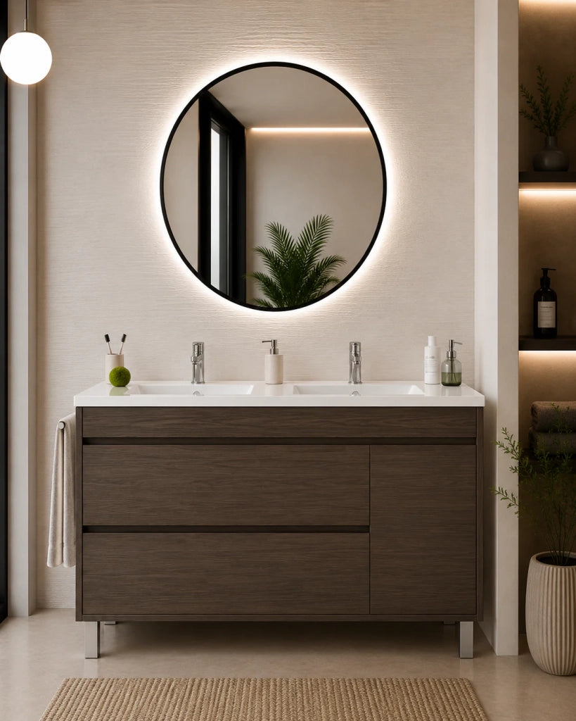 Mobile bagno con lavabo ORIGENBATH CAPRERA senza specchio 120x45 cm doppio lavabo frassino tea