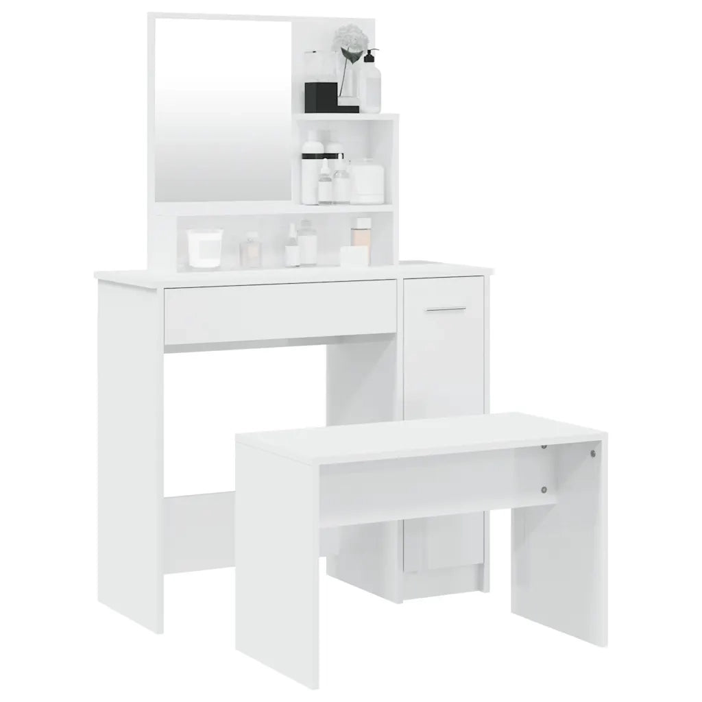 Set Tavolo da Toeletta Bianco Lucido 86,5x35x136 cm 3114151