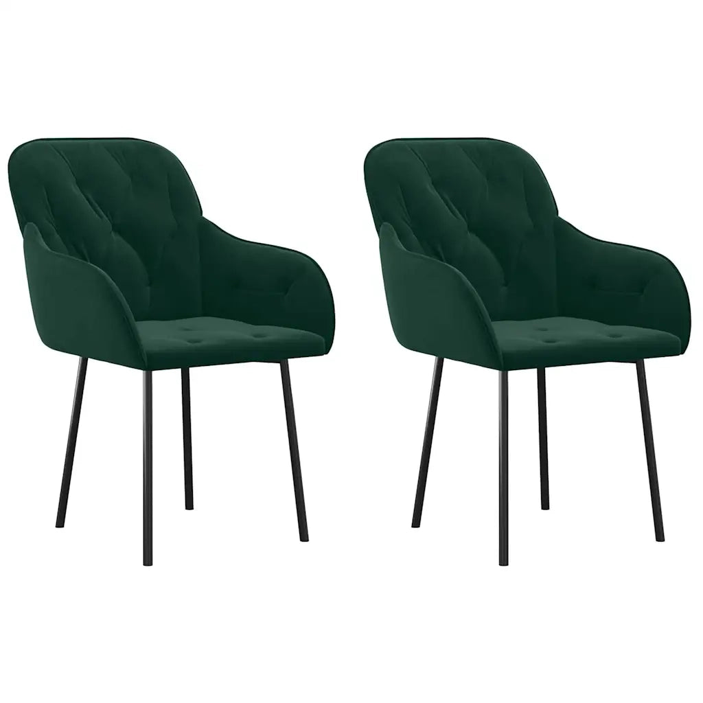 Sedie da Pranzo 2 pz | Sedie da cucina Verde Scuro in Velluto