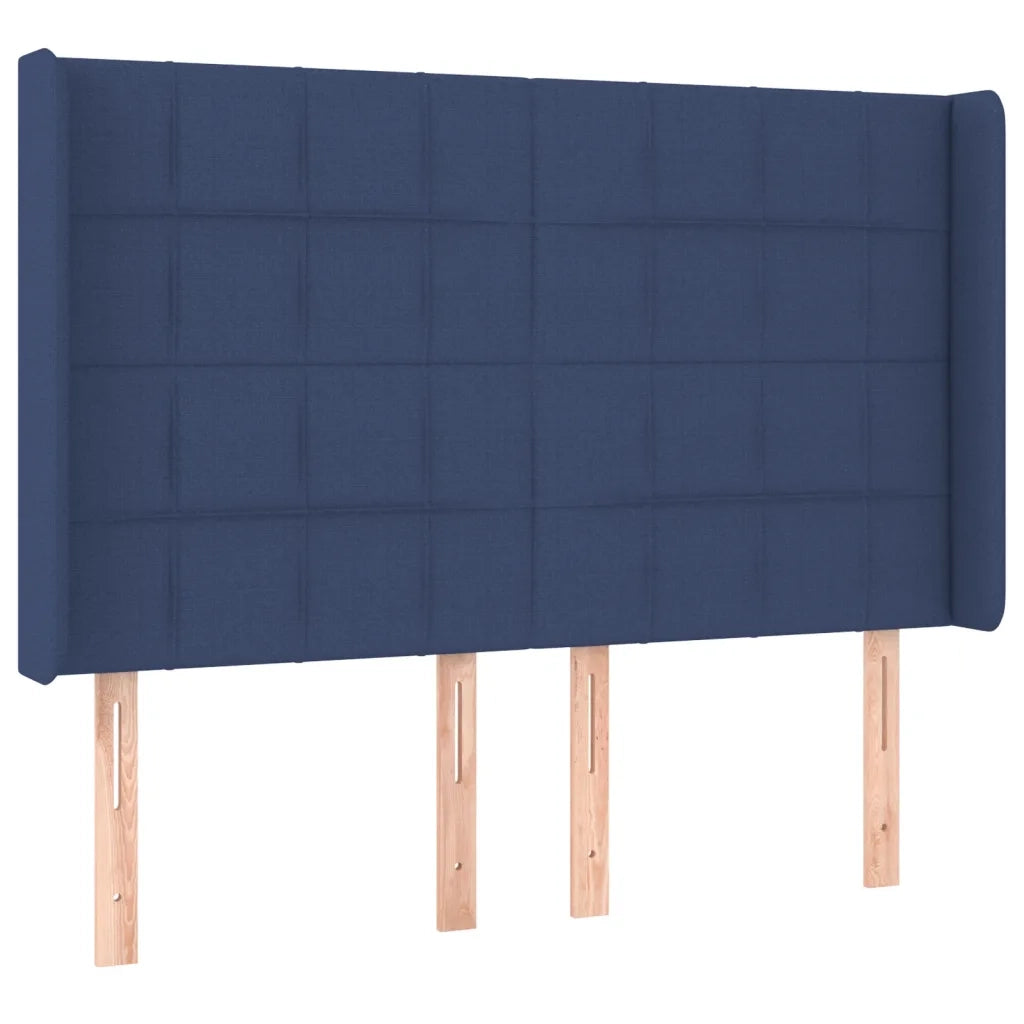Letto a Molle con Materasso e LED Blu 140x190 cm in Tessuto