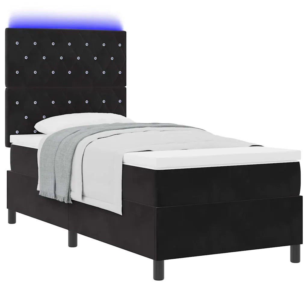 Letto a molle con materasso Nero 90 x 190 cm Velluto 3343216