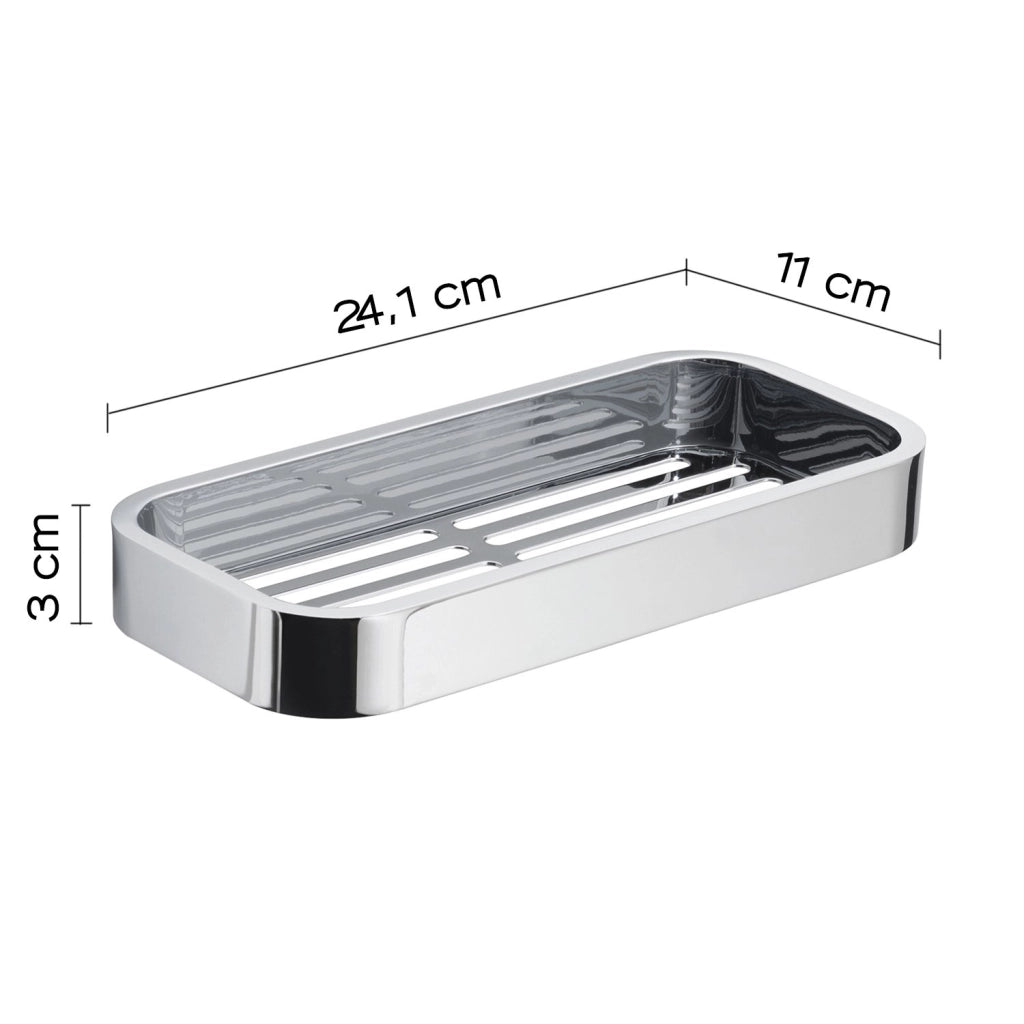 Portaoggetti rettangolare per doccia da muro in ottone, acciaio inox AISI 304 e Cromall 3218 Gedy serie OUTLINE Cromato