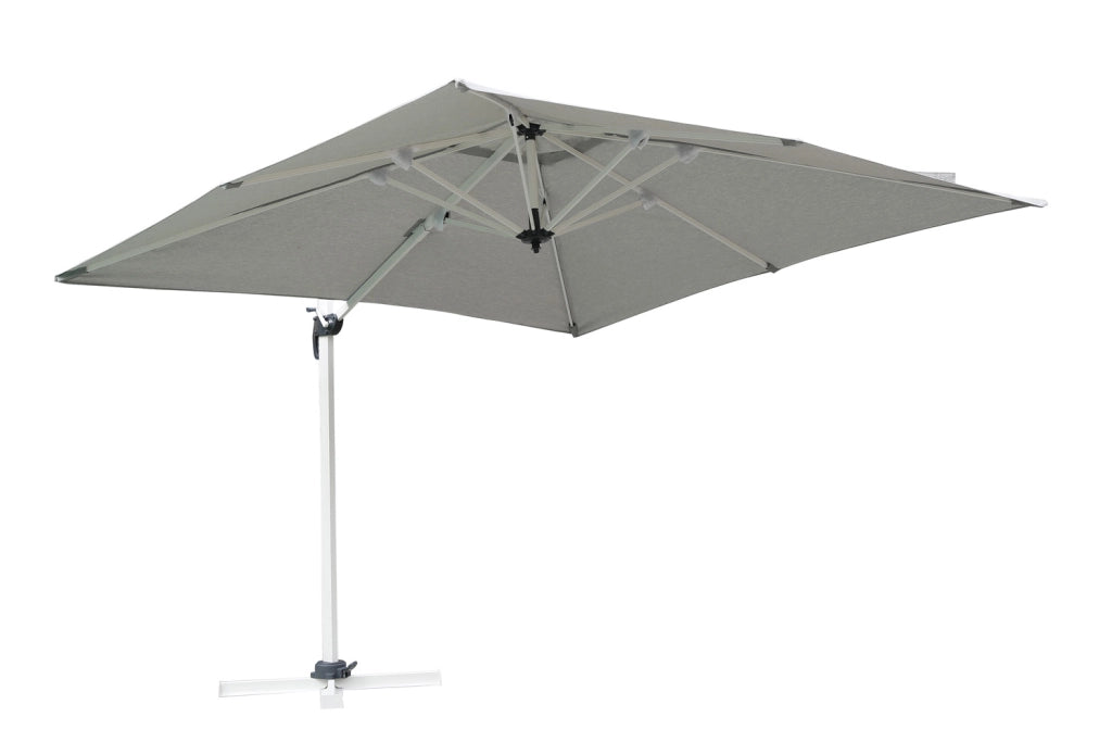 Cheonda - Ombrellone California 3X3 bianco Telo Spuncrylic  Grigio Greenwood