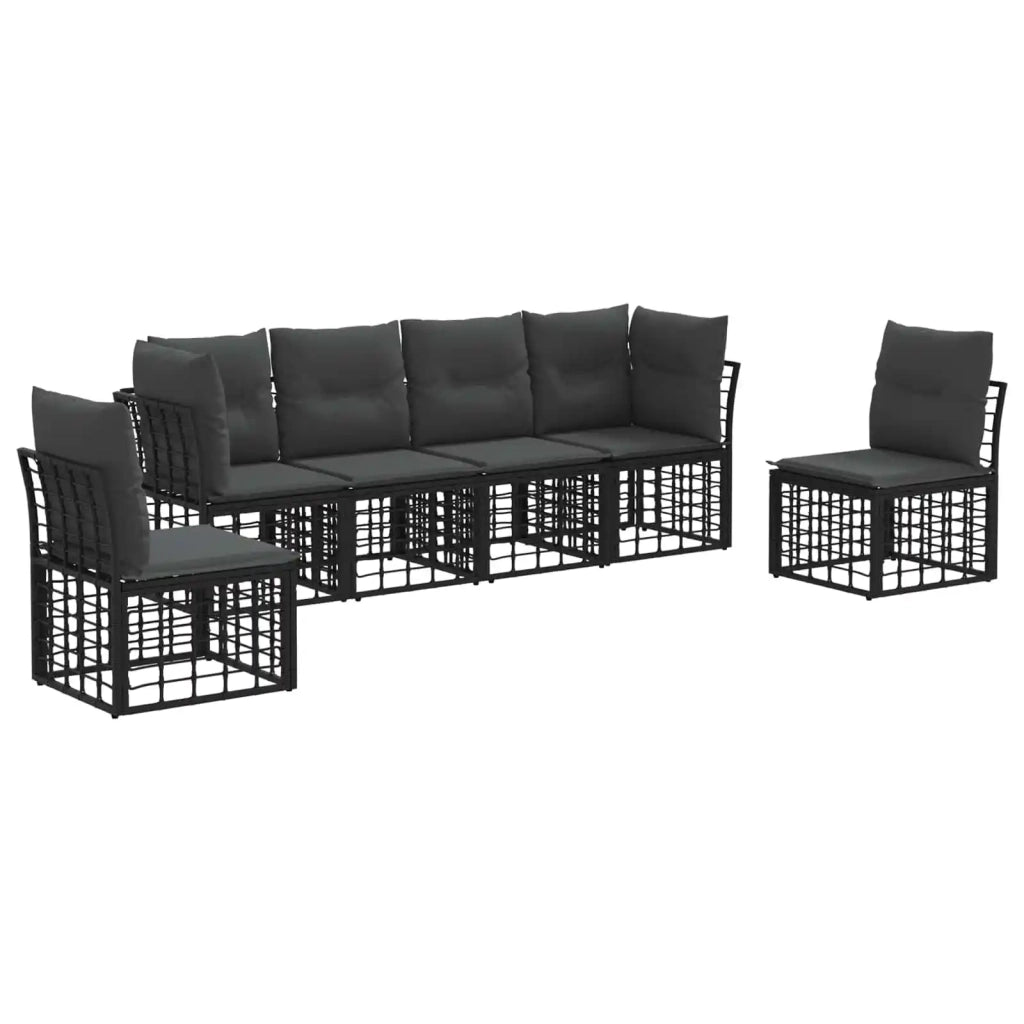 Set di divani da esterno Nero Poliestere