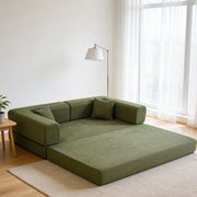 Divano Letto Pieghevole con Cuscino Cilindrico ¨C Xylo ¨C Verde, Velluto a Coste