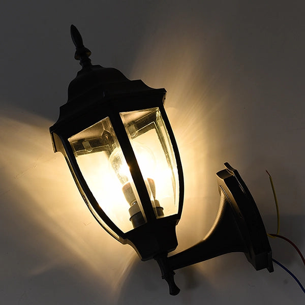 APPLIQUE DA ESTERNO A LANTERNA LAMPADA DA PARETE NERA IP45 CON ATTACCO E27 - ILLUMINAZIONE RETRO