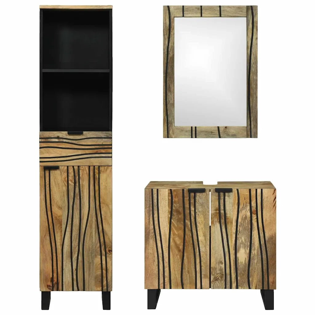 Set di mobili per il bagno 3 pcs Marrone Legno multistrato