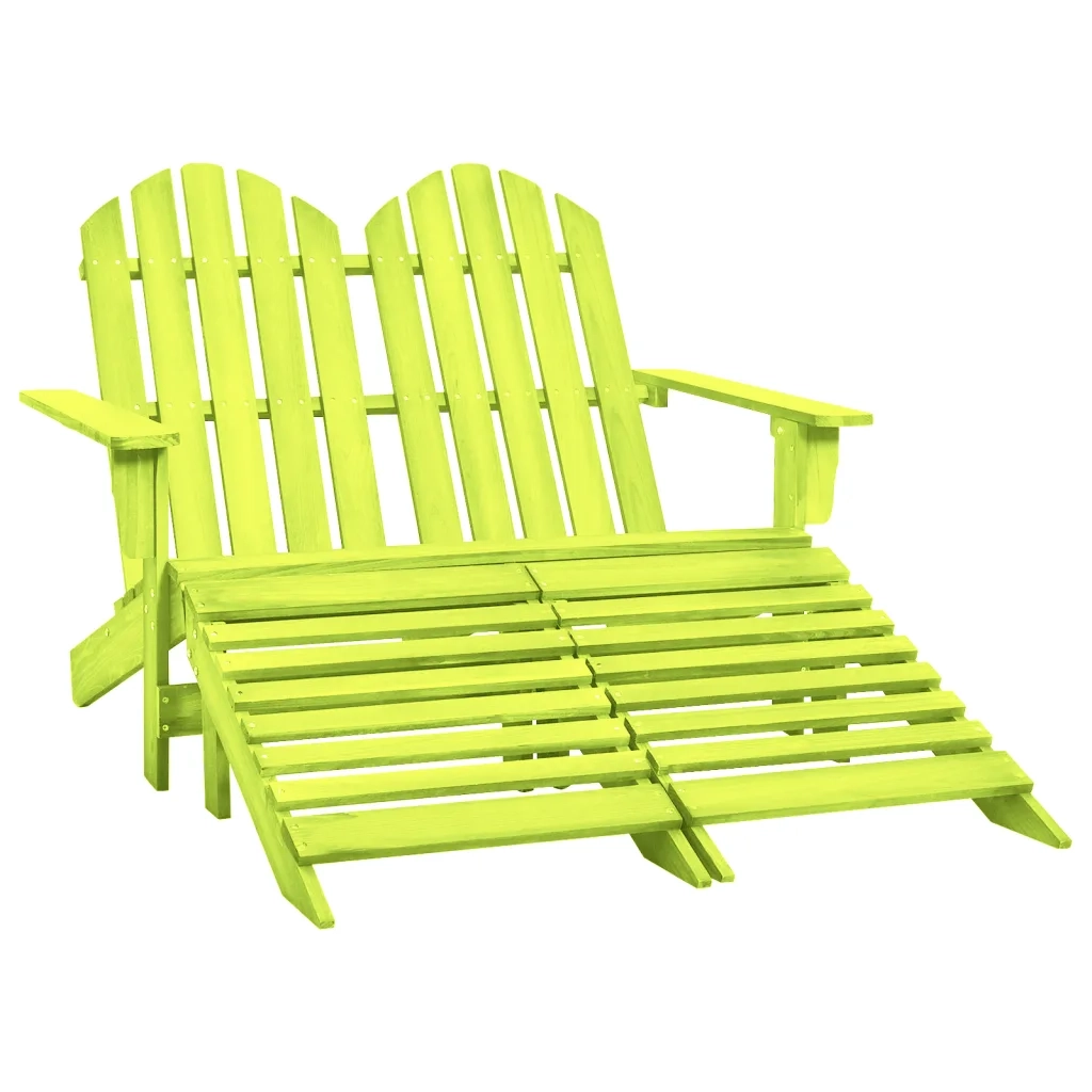 Sedia 2 Posti Adirondack con Ottomana in Abete Massello Verde cod mxl 21470