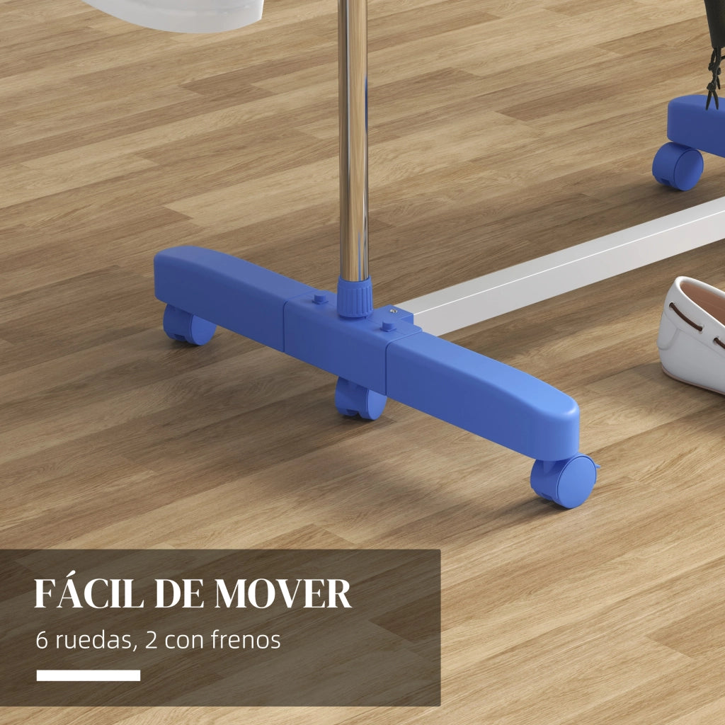 Asciugatoio Verticale a 4 Livelli con 6 Ruote ¨C Zephmum ¨C Blu Acciaio Inox