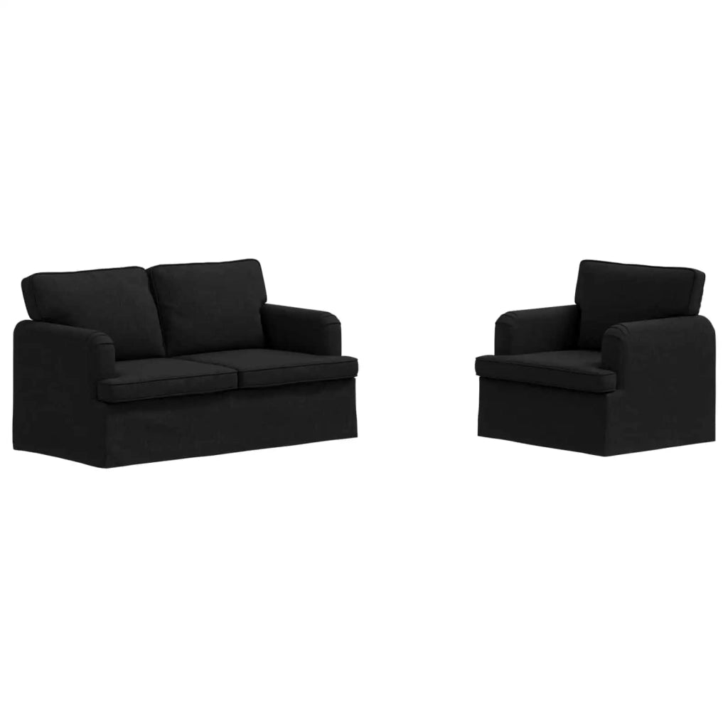 Set di divani 2 pcs Nero 144 x 80 x 85 cm Tessuto