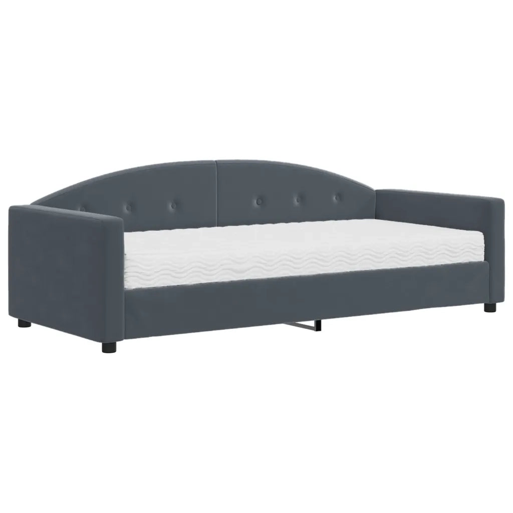 Divano letto | Sof¨¤ letto | Letto singolo con Materasso Grigio Scuro 90x190 cm in Velluto