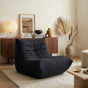 Poltrona Bassa Imbottita Kodsø con Rivestimento in Microfibra 75x90x100 cm - Nero [en.casa]
