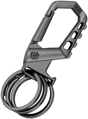 Sostegno per Chiavi Robusto - Cerniera a Pistola - Apripetole - 3 Anelli per Chiavi - Raccordo a Gancio - 8x3cm - Nero - Supporto per Chiavi