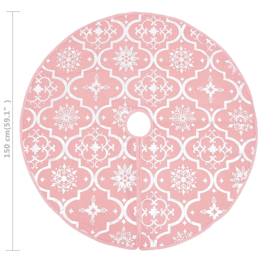 Gonna Albero Natale Raffinata con Calza-Decorazioni natalizie Rosa Tessuto 150 cm