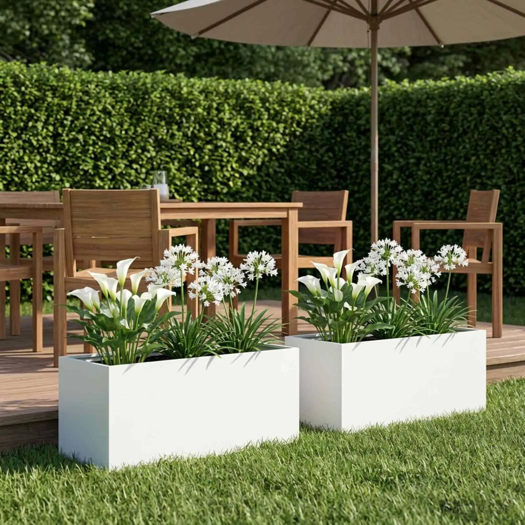 Vaso da giardino 2 pz Bianco 100 x 40 x 40 cm 8005249