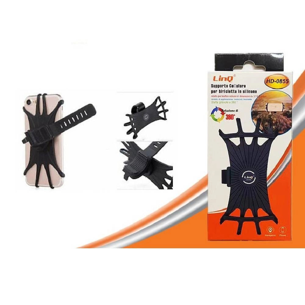 Trade Shop - Supporto Staffa Per Bici Smartphone Cellulare Bicicletta In Silicone 360° Hd-0855 -