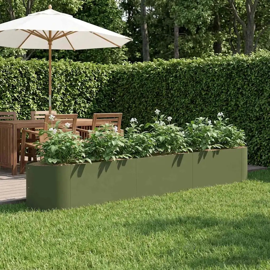 Letto rialzato da giardino Verde Oliva 300 x 40 x 40 cm Acciaio 8011729