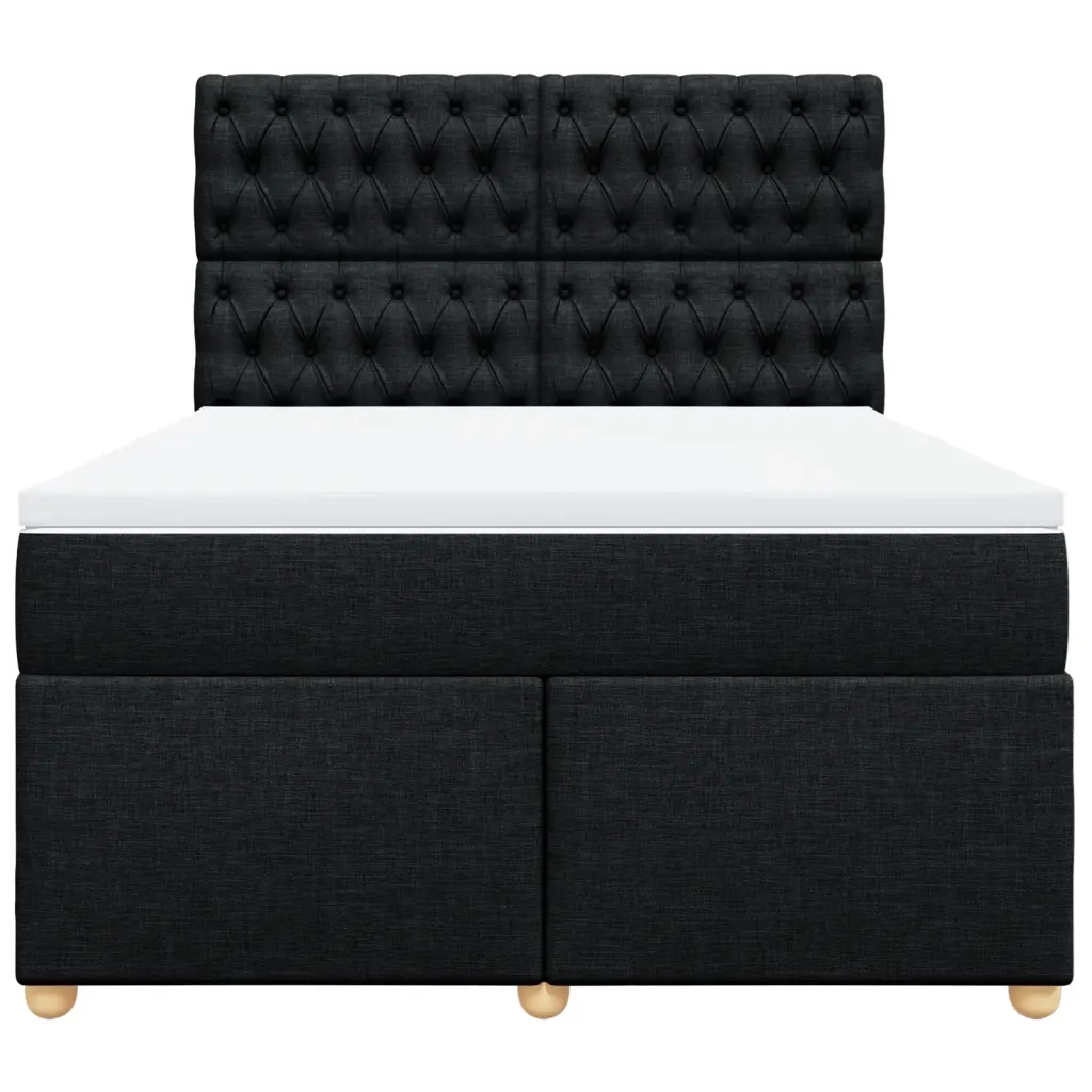 Giroletto a Molle con Materasso Nero 160x200 cm in Tessuto