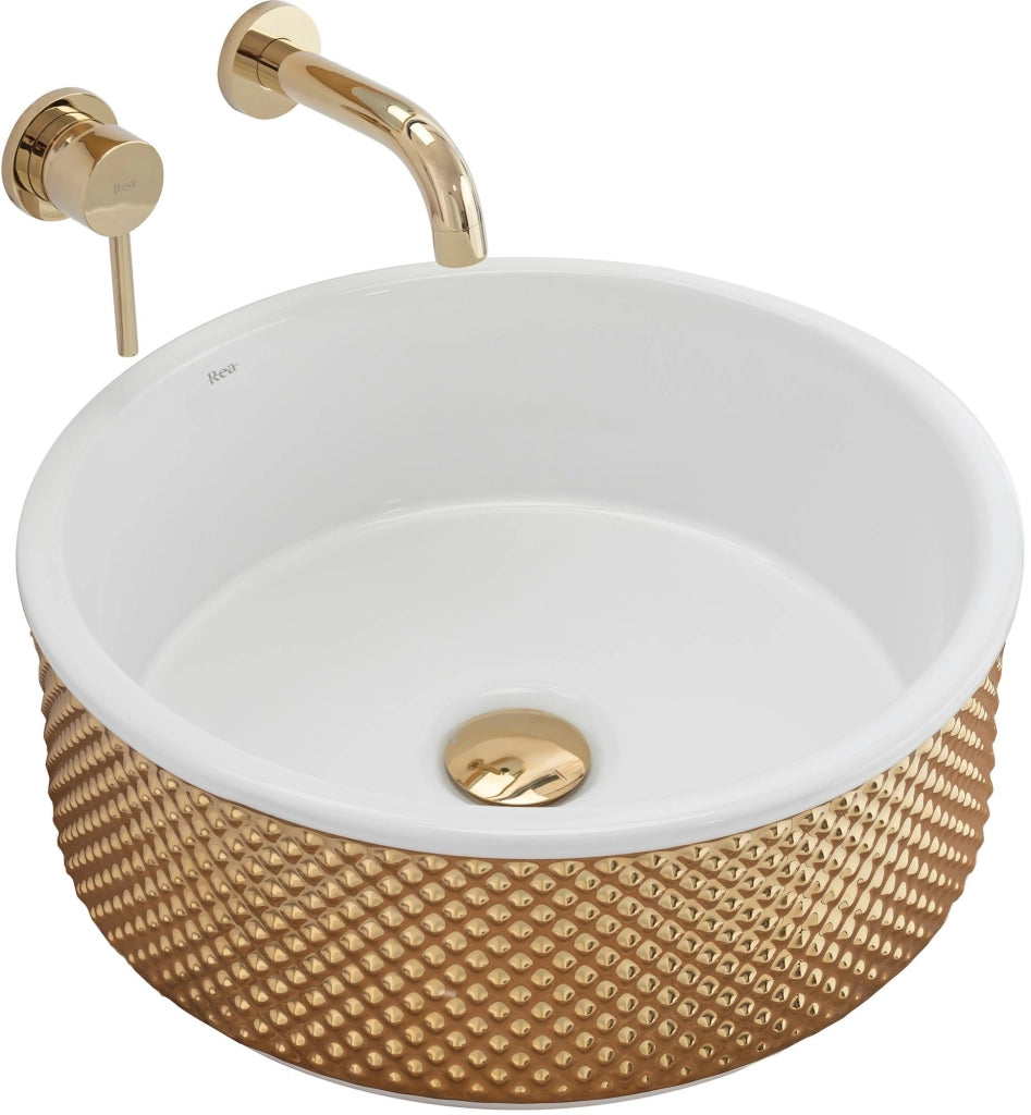 Lavabo Da Appoggio Rea Helen Gold White