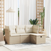 Set Divano da Giardino 4 pz con Cuscini Beige in Polyrattan 3325254