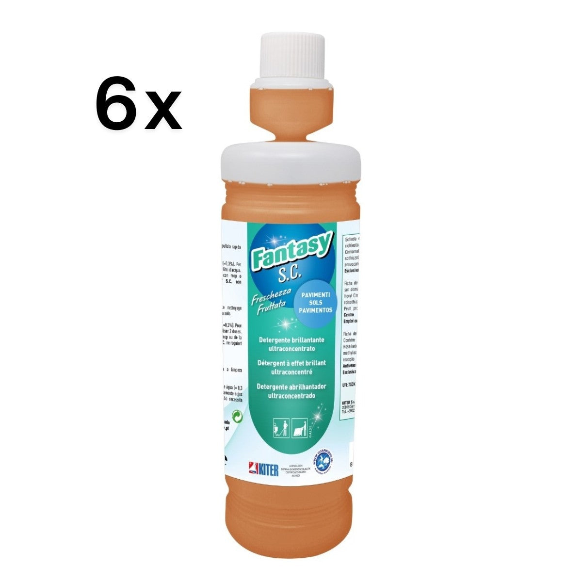 Fantasy S.C. 6 Pezzi x 1 L, Detergente Pavimenti Lucidante Superfici Lavabili | Kiter