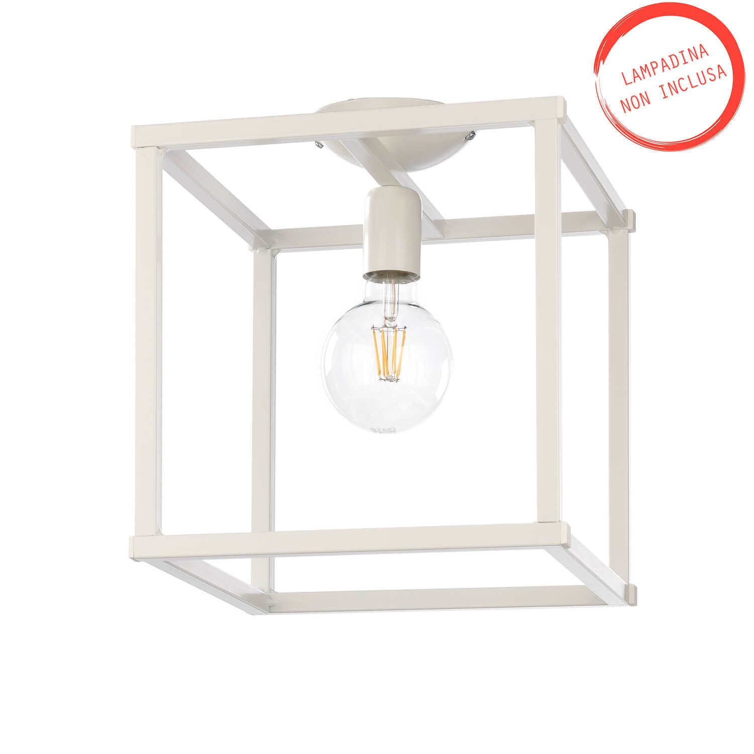 ONLI - Plafoniera stile industrial, bianco. 30x30 cm. Lampadina non inclusa.