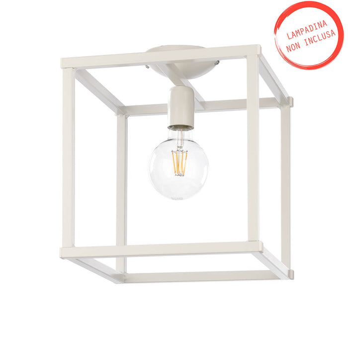 ONLI - Plafoniera stile industrial, bianco. 30x30 cm. Lampadina non inclusa.