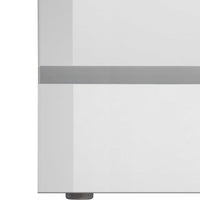 WHOUS Comodino con Luce LED 50x40x65 cm con con 3 Cassetti e Manici in Alluminio, Made in Italy COLORE: Bianco lucido