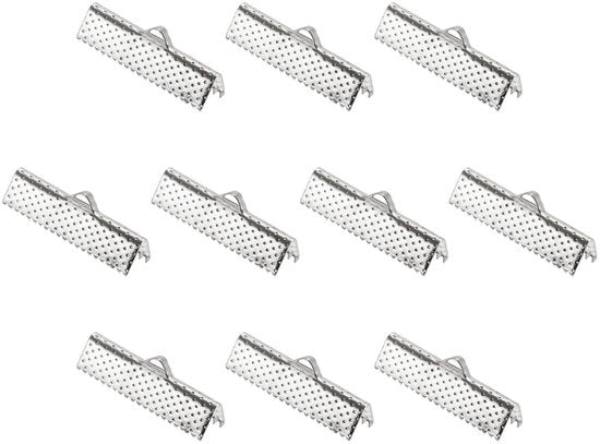 Crimp Klemmen 230 Stuks - Vouw Krimpdoppen - Estremità di Corda - Acciaio Inossidabile - Argento - 25 x 6 mm
