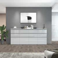 WHOUS Credenza Cassettiera Bianco Lucido, Made in Italy STILE: 4 ante e 8 cassetti