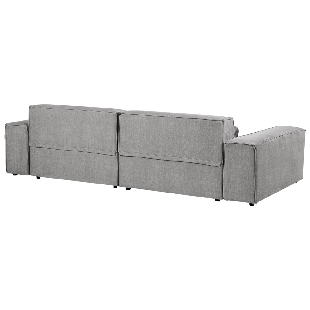 Divano modulare a 2 posti con ottomana Divano componibile in tessuto grigio con gambe nere Soggiorno moderno