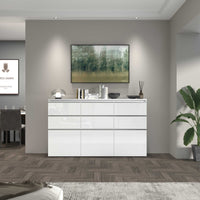 WHOUS Credenza Cassettiera Bianco Lucido, Made in Italy STILE: 3 ante e 6 cassetti