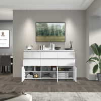 WHOUS Credenza Cassettiera Bianco Lucido, Made in Italy STILE: 3 ante e 6 cassetti