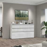 WHOUS Credenza Cassettiera Bianco Lucido, Made in Italy STILE: 3 ante e 6 cassetti