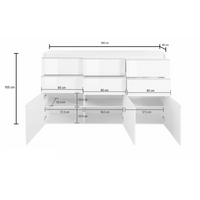 WHOUS Credenza Cassettiera Bianco Lucido, Made in Italy STILE: 3 ante e 6 cassetti