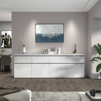 WHOUS Credenza Cassettiera Bianco Lucido, Made in Italy STILE: 4 ante e 4 cassetti