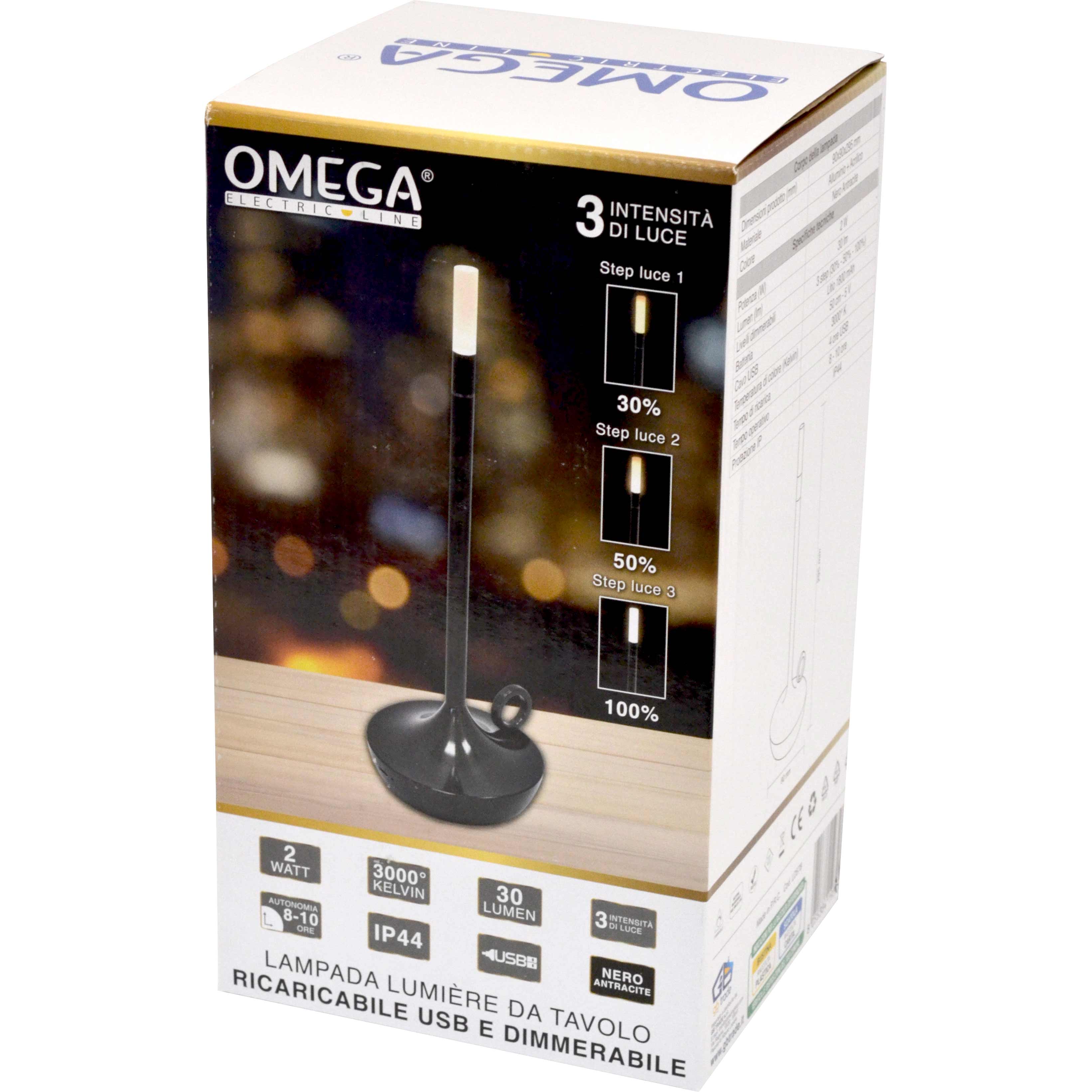 LAMPADA DA TAVOLO LUMIÈRE RICARICABILE USB NERA ANTRACITE