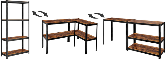 Kit 4 Scaffali Stile Industriale Vintage in Acciaio e Legno – 75x30x150 cm – Marrone e Nero