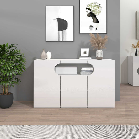 WHOUS Credenza Soggiorno Bianco Lucido, Made in Italy STILE: 3 ante e 1 vano