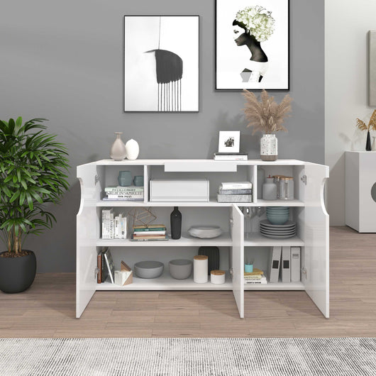 WHOUS Credenza Soggiorno Bianco Lucido, Made in Italy STILE: 3 ante e 1 vano