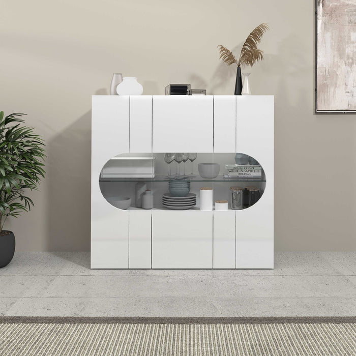 WHOUS Credenza Soggiorno Bianco Lucido, Made in Italy STILE: 3 ante stretta