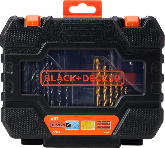 Set 31 pezzi per forare ed avvitare con punte,inserti,porta inserti BLACK+DECKER