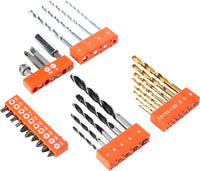 Set 31 pezzi per forare ed avvitare con punte,inserti,porta inserti BLACK+DECKER