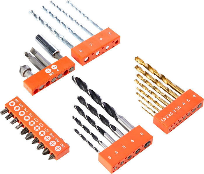 Set 31 pezzi per forare ed avvitare con punte,inserti,porta inserti BLACK+DECKER