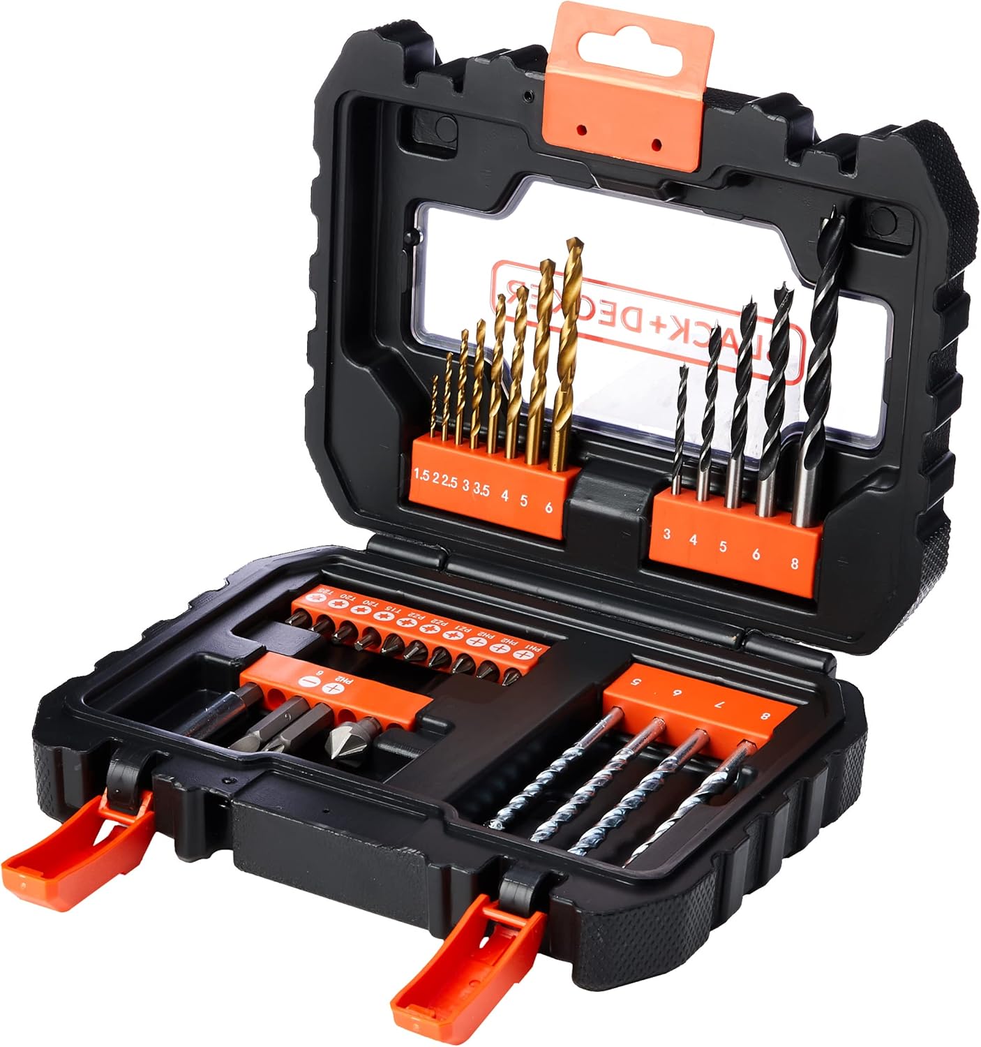Set 31 pezzi per forare ed avvitare con punte,inserti,porta inserti BLACK+DECKER