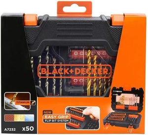 Set 50 pezzi per forare ed avvitare con punte,inserti,porta inserti BLACK+DECKER