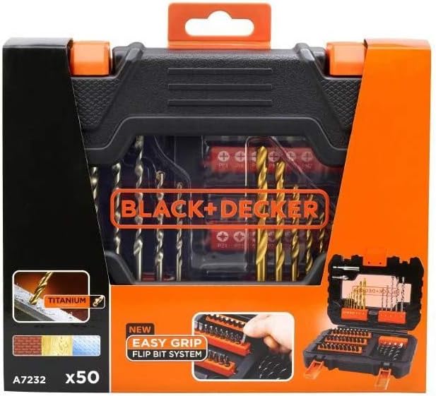 Set 50 pezzi per forare ed avvitare con punte,inserti,porta inserti BLACK+DECKER