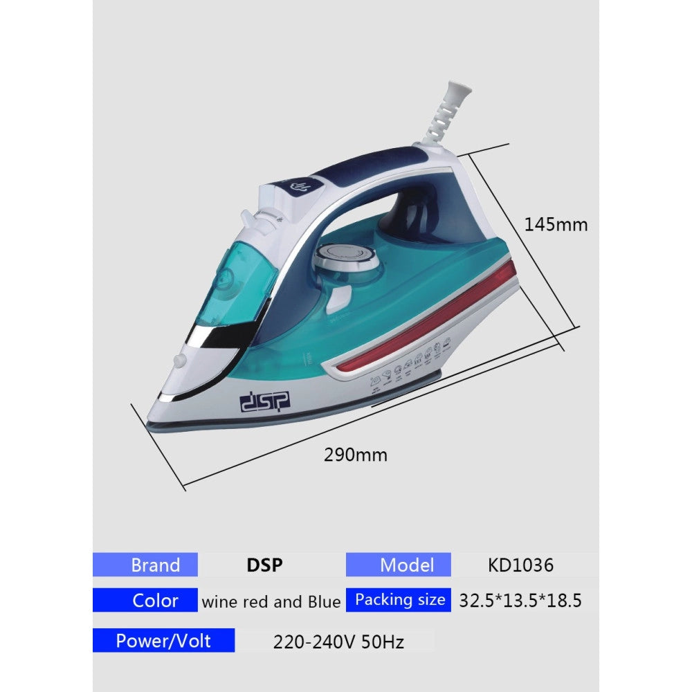 Trade Shop - Ferro Da Stiro A Vapore 2000w Con Piastra In Ceramica Steam Iron Anticalcare -